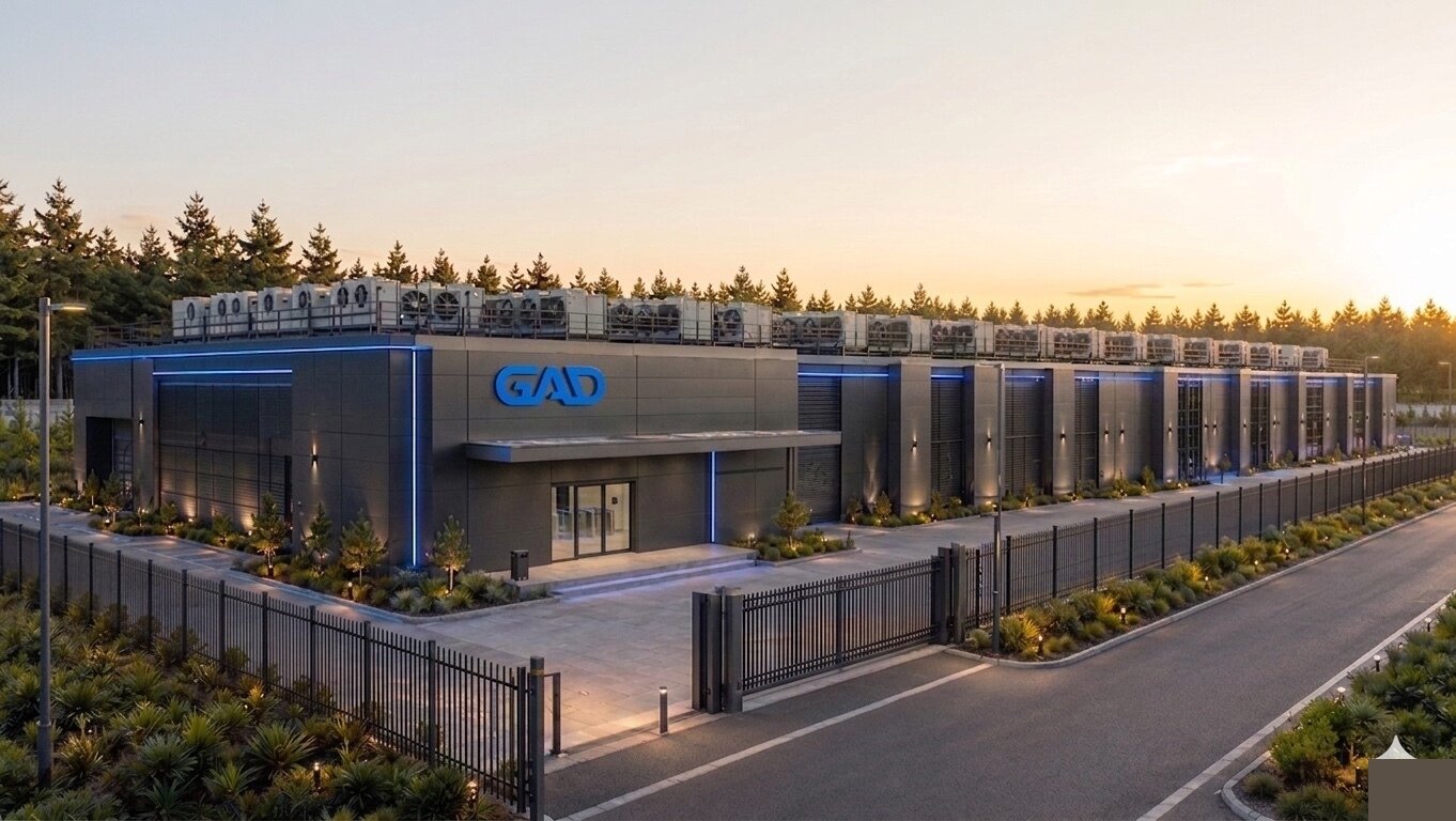 GAD Rechenzentrum. Außenansicht der Anlage mit Cooling-Modulen